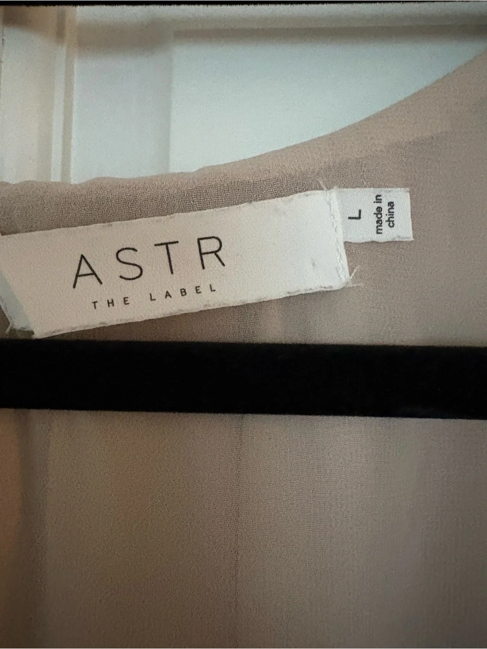 Astr Blouson V-Neck Satin Top in Champagne Beige